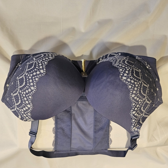 Cacique 46DD Bra Bundle Mauve Lace & Navy Blue RacerBack Smoothing Full Coverage - Picture 4 of 5